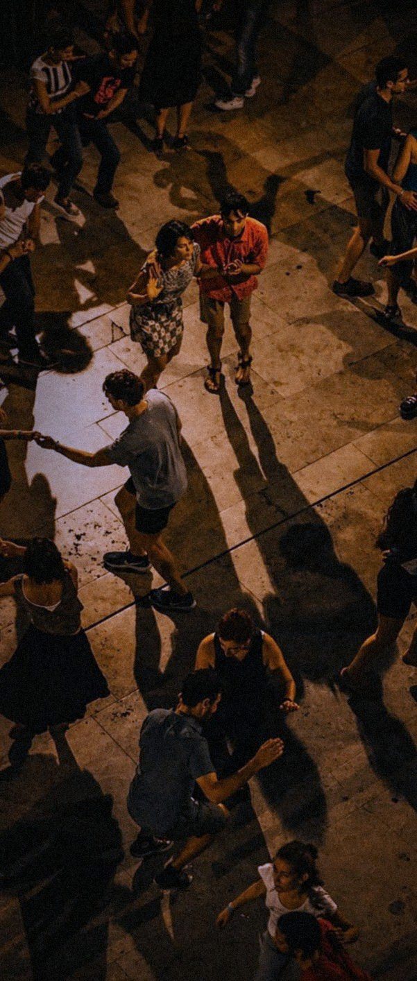 Street gathering from above