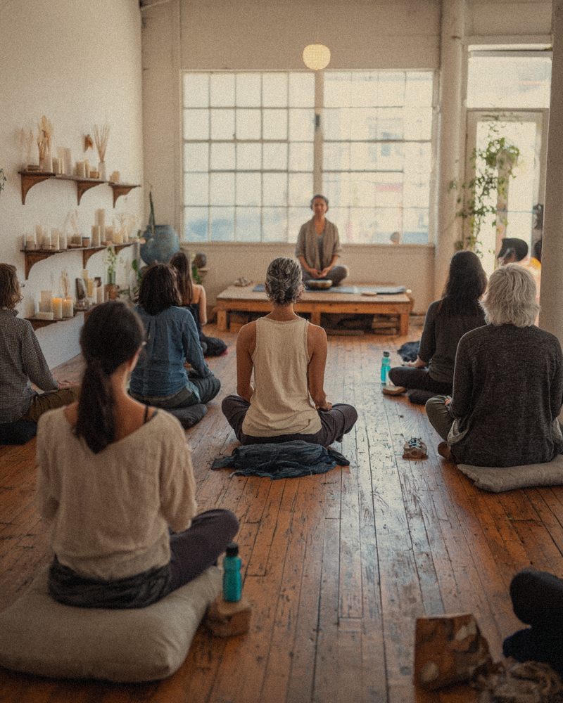 Meditation circle in a studio